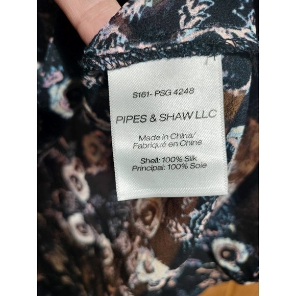 Veronica Beard 100% Silk floral sheer blouse asymmetrical hem woman size 4 - Picture 12 of 16